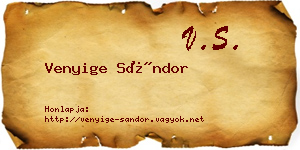 Venyige Sándor névjegykártya